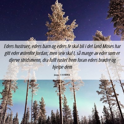 Picture 06 - Josvas 1:14 NORSK - Eders hustruer, eders barn og eders fe skal bli i - Bible Verse Picture
