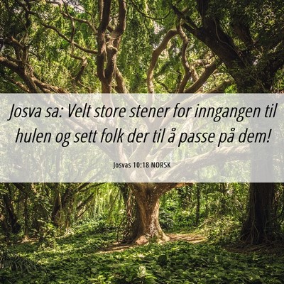 Picture 06 - Josvas 10:18 NORSK - Josva sa: Velt store stener for inngangen til - Bible Verse Picture