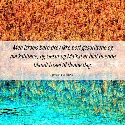Picture 06 - Josvas 13:13 NORSK - Men Israels barn drev ikke bort gesurittene og - Bible Verse Picture