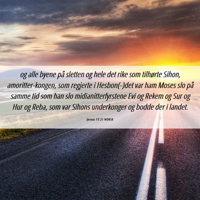 Picture 06 - Josvas 13:21 NORSK - og alle byene på sletten og hele det rike som - Bible Verse Picture
