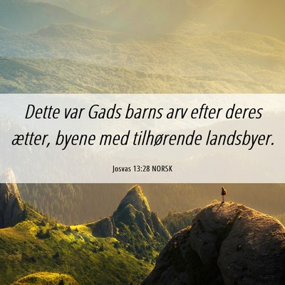 Picture 06 - Josvas 13:28 NORSK - Dette var Gads barns arv efter deres ætter, - Bible Verse Picture