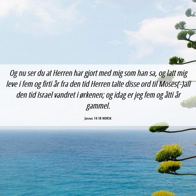 Picture 06 - Josvas 14:10 NORSK - Og nu ser du at Herren har gjort med mig som han - Bible Verse Picture