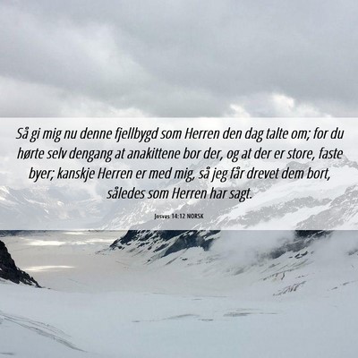 Picture 06 - Josvas 14:12 NORSK - Så gi mig nu denne fjellbygd som Herren den dag - Bible Verse Picture