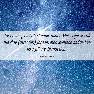 Picture 06 - Josvas 14:3 NORSK - for de to og en halv stamme hadde Moses gitt arv - Bible Verse Picture
