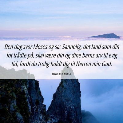 Picture 06 - Josvas 14:9 NORSK - Den dag svor Moses og sa: Sannelig, det land som - Bible Verse Picture