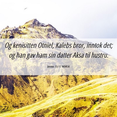 Picture 06 - Josvas 15:17 NORSK - Og kenisitten Otniel, Kalebs bror, inntok det; og - Bible Verse Picture