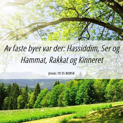 Picture 06 - Josvas 19:35 NORSK - Av faste byer var der: Hassiddim, Ser og Hammat, - Bible Verse Picture