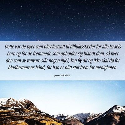 Picture 06 - Josvas 20:9 NORSK - Dette var de byer som blev fastsatt til - Bible Verse Picture