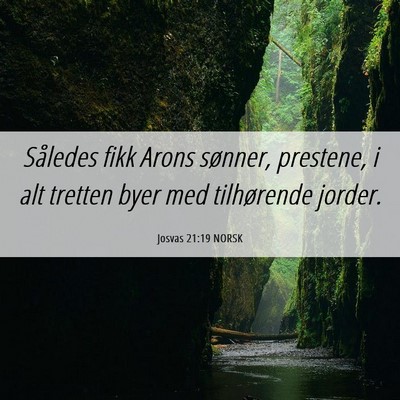 Picture 06 - Josvas 21:19 NORSK - Således fikk Arons sønner, prestene, i alt - Bible Verse Picture