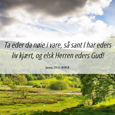 Picture 06 - Josvas 23:11 NORSK - Ta eder da nøie i vare, så sant I har eders liv - Bible Verse Picture