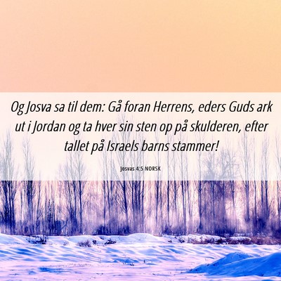 Picture 06 - Josvas 4:5 NORSK - Og Josva sa til dem: Gå foran Herrens, eders - Bible Verse Picture