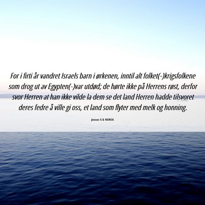 Picture 06 - Josvas 5:6 NORSK - For i firti år vandret Israels barn i ørkenen, - Bible Verse Picture
