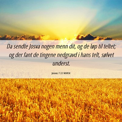 Picture 06 - Josvas 7:22 NORSK - Da sendte Josva nogen menn dit, og de løp til - Bible Verse Picture