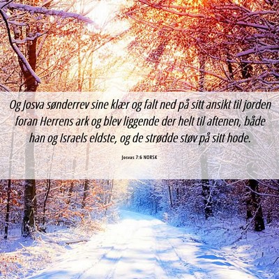 Picture 06 - Josvas 7:6 NORSK - Og Josva sønderrev sine klær og falt ned på - Bible Verse Picture