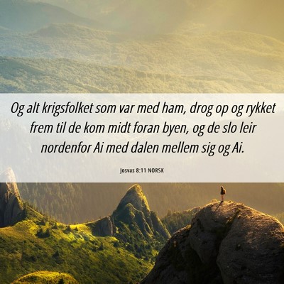 Picture 06 - Josvas 8:11 NORSK - Og alt krigsfolket som var med ham, drog op og - Bible Verse Picture