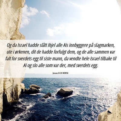 Picture 06 - Josvas 8:24 NORSK - Og da Israel hadde slått ihjel alle Ais - Bible Verse Picture