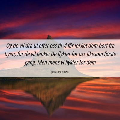 Picture 06 - Josvas 8:6 NORSK - Og de vil dra ut efter oss til vi får lokket dem - Bible Verse Picture