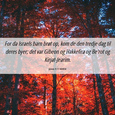 Picture 06 - Josvas 9:17 NORSK - For da Israels barn brøt op, kom de den tredje - Bible Verse Picture