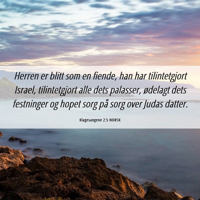Picture 06 - Klagesangene 2:5 NORSK - Herren er blitt som en fiende, han har - Bible Verse Picture