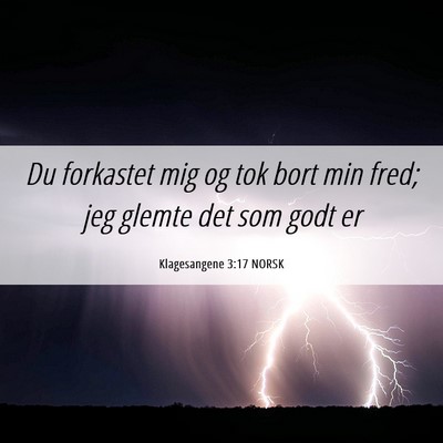Picture 06 - Klagesangene 3:17 NORSK - Du forkastet mig og tok bort min fred; jeg glemte - Bible Verse Picture
