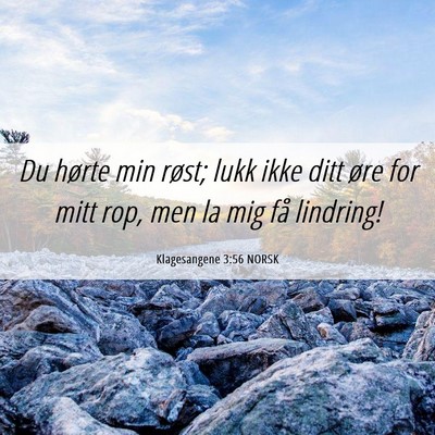 Picture 06 - Klagesangene 3:56 NORSK - Du hørte min røst; lukk ikke ditt øre for mitt - Bible Verse Picture