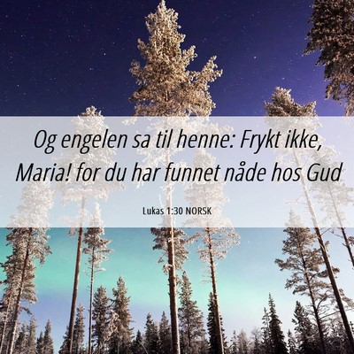 Picture 06 - Lukas 1:30 NORSK - Og engelen sa til henne: Frykt ikke, Maria! for - Bible Verse Picture