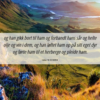 Picture 06 - Lukas 10:34 NORSK - og han gikk bort til ham og forbandt hans sår og - Bible Verse Picture
