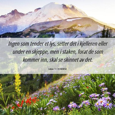 Picture 06 - Lukas 11:33 NORSK - Ingen som tender et lys, setter det i kjelleren - Bible Verse Picture