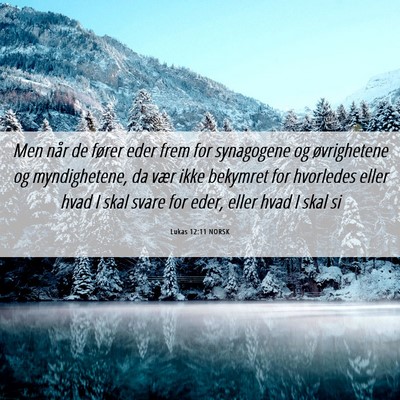Picture 06 - Lukas 12:11 NORSK - Men når de fører eder frem for synagogene og - Bible Verse Picture