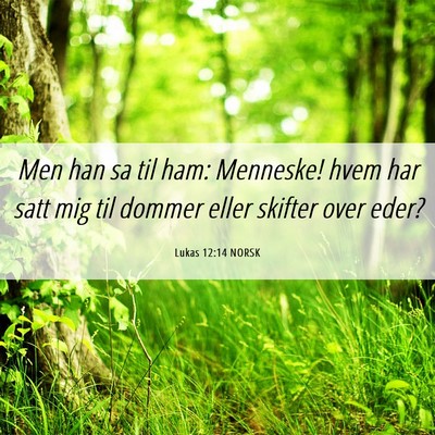 Picture 06 - Lukas 12:14 NORSK - Men han sa til ham: Menneske! hvem har satt mig - Bible Verse Picture