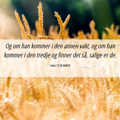 Picture 06 - Lukas 12:38 NORSK - Og om han kommer i den annen vakt, og om han - Bible Verse Picture