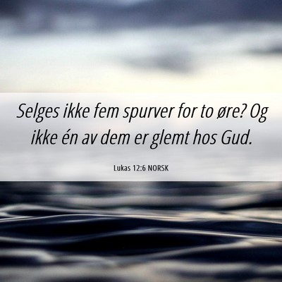Picture 06 - Lukas 12:6 NORSK - Selges ikke fem spurver for to øre? Og ikke én - Bible Verse Picture