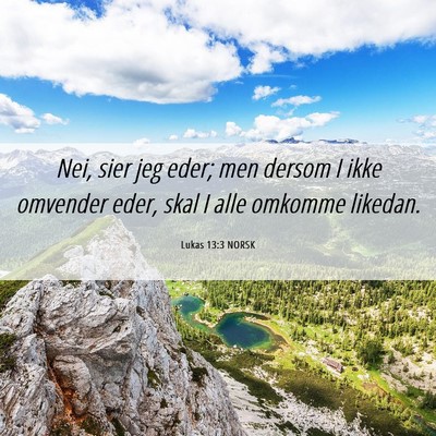 Picture 06 - Lukas 13:3 NORSK - Nei, sier jeg eder; men dersom I ikke omvender - Bible Verse Picture