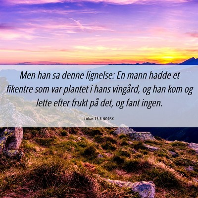 Picture 06 - Lukas 13:6 NORSK - Men han sa denne lignelse: En mann hadde et - Bible Verse Picture