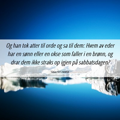 Picture 06 - Lukas 14:5 NORSK - Og han tok atter til orde og sa til dem: Hvem av - Bible Verse Picture