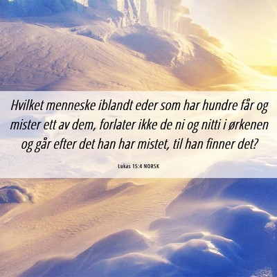 Picture 06 - Lukas 15:4 NORSK - Hvilket menneske iblandt eder som har hundre får - Bible Verse Picture