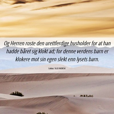 Picture 06 - Lukas 16:8 NORSK - Og Herren roste den urettferdige husholder for at - Bible Verse Picture