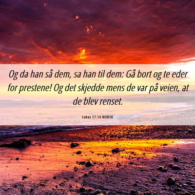 Picture 06 - Lukas 17:14 NORSK - Og da han så dem, sa han til dem: Gå bort og te - Bible Verse Picture