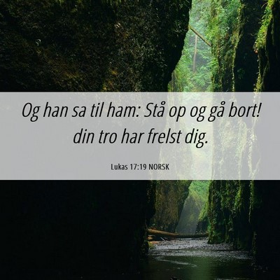 Picture 06 - Lukas 17:19 NORSK - Og han sa til ham: Stå op og gå bort! din tro - Bible Verse Picture