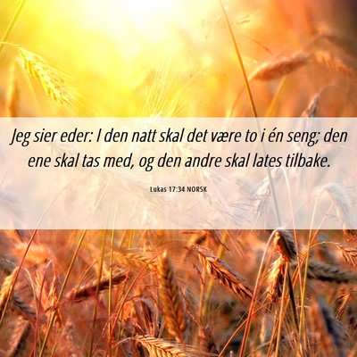 Picture 06 - Lukas 17:34 NORSK - Jeg sier eder: I den natt skal det være to i én - Bible Verse Picture