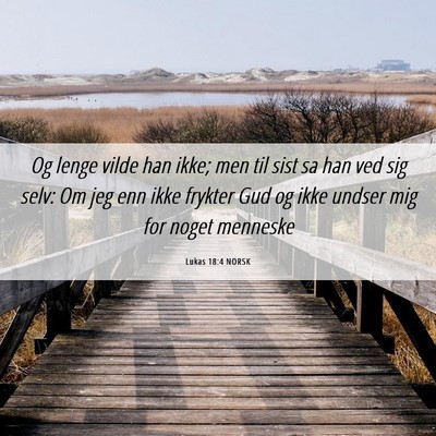 Picture 06 - Lukas 18:4 NORSK - Og lenge vilde han ikke; men til sist sa han ved - Bible Verse Picture
