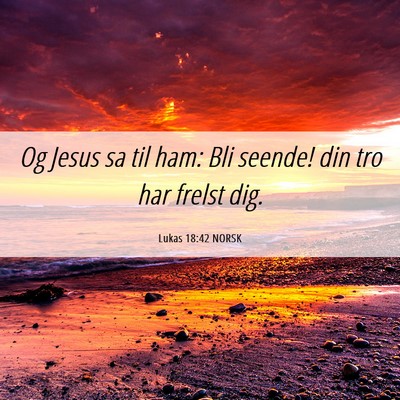 Picture 06 - Lukas 18:42 NORSK - Og Jesus sa til ham: Bli seende! din tro har - Bible Verse Picture
