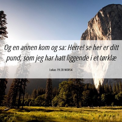 Picture 06 - Lukas 19:20 NORSK - Og en annen kom og sa: Herre! se her er ditt - Bible Verse Picture