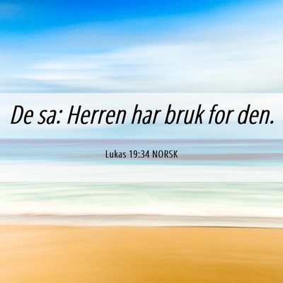 Picture 06 - Lukas 19:34 NORSK - De sa: Herren har bruk for - Bible Verse Picture