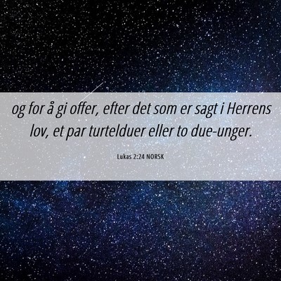 Picture 06 - Lukas 2:24 NORSK - og for å gi offer, efter det som er sagt i - Bible Verse Picture