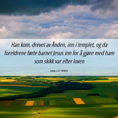 Picture 06 - Lukas 2:27 NORSK - Han kom, drevet av Ånden, inn i templet, og da - Bible Verse Picture