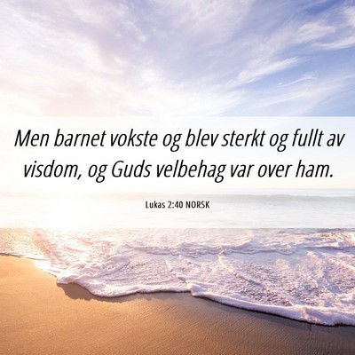 Picture 06 - Lukas 2:40 NORSK - Men barnet vokste og blev sterkt og fullt av - Bible Verse Picture