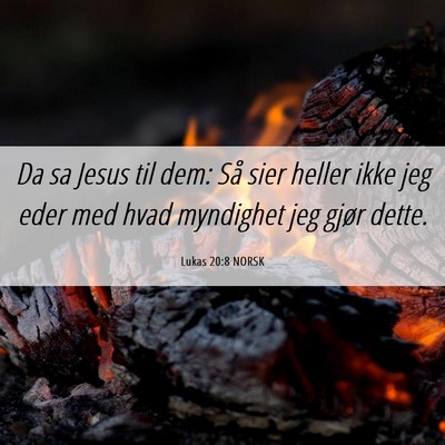 Picture 06 - Lukas 20:8 NORSK - Da sa Jesus til dem: Så sier heller ikke jeg - Bible Verse Picture