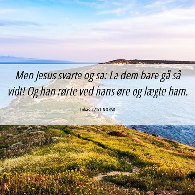Picture 06 - Lukas 22:51 NORSK - Men Jesus svarte og sa: La dem bare gå så vidt! - Bible Verse Picture