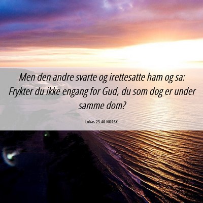 Picture 06 - Lukas 23:40 NORSK - Men den andre svarte og irettesatte ham og sa: - Bible Verse Picture